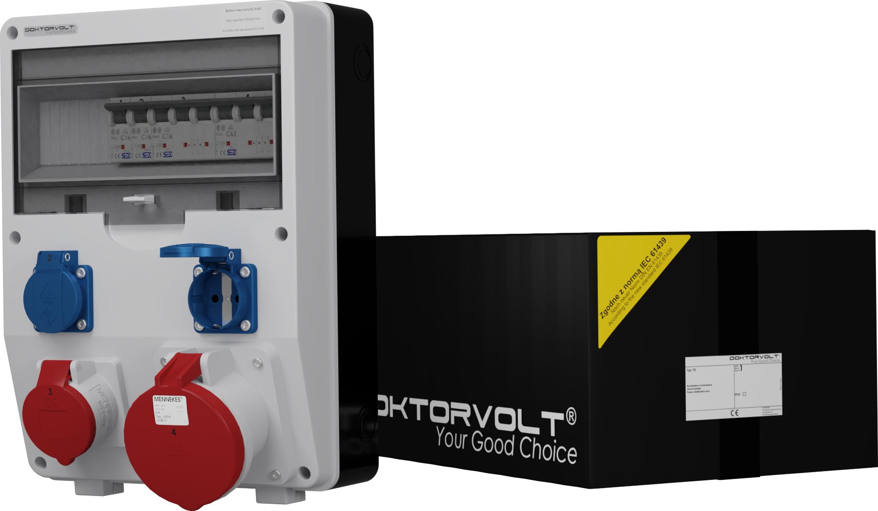 Doktorvolt Rozdzielnica budowlana TD-S 63A 16A 2x230V Schuko Doktorvolt 0397