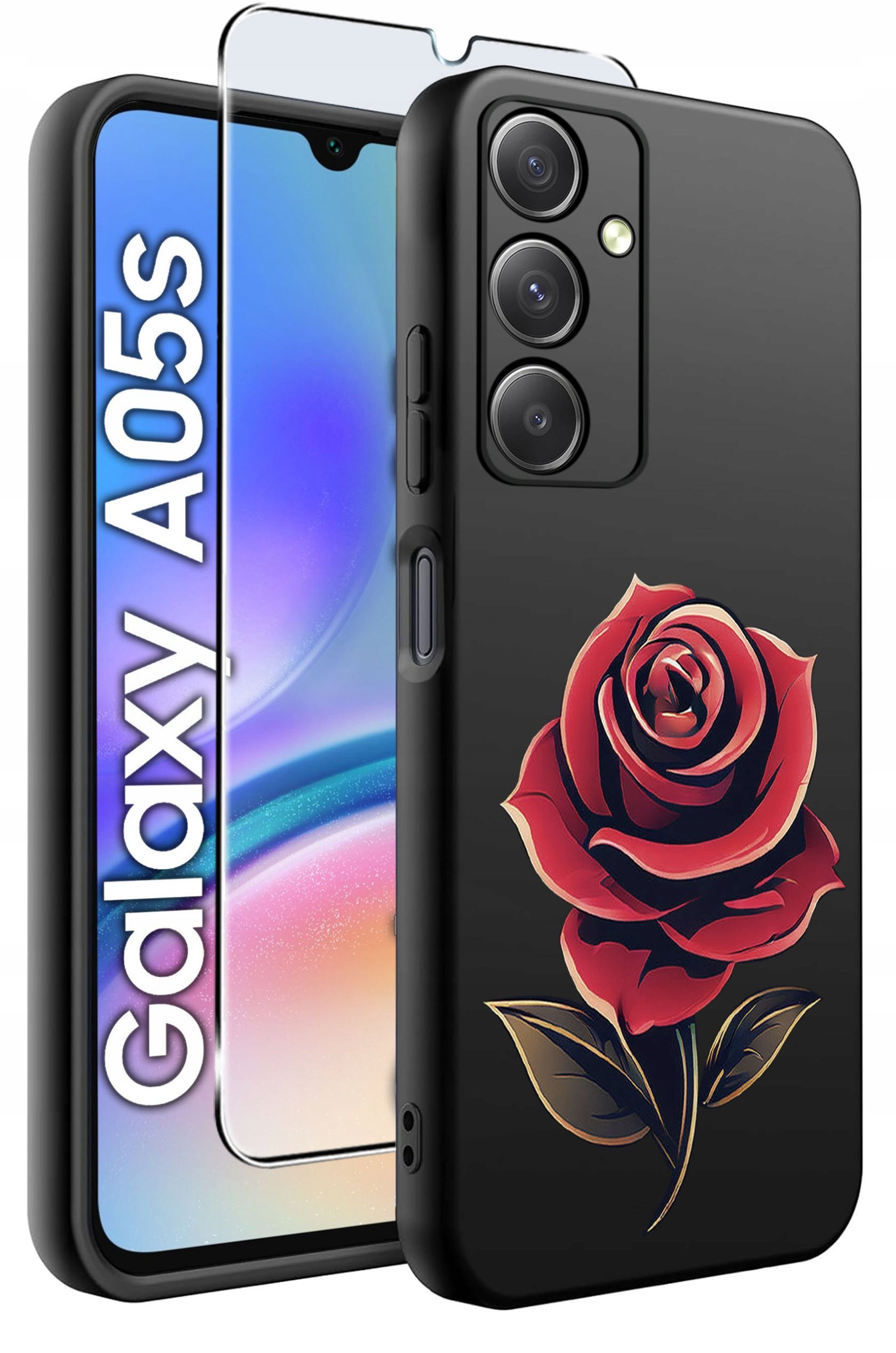 ETUI do Samsung A05s WZORY | SILIKONOWE MATT CASE + SZKŁO 9H