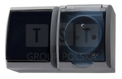 GNH-2HZ/71/d FALA Gniazdo hermetyczne podwójne z uziemieniem IP44 popiel GNH-2HZ/71/d