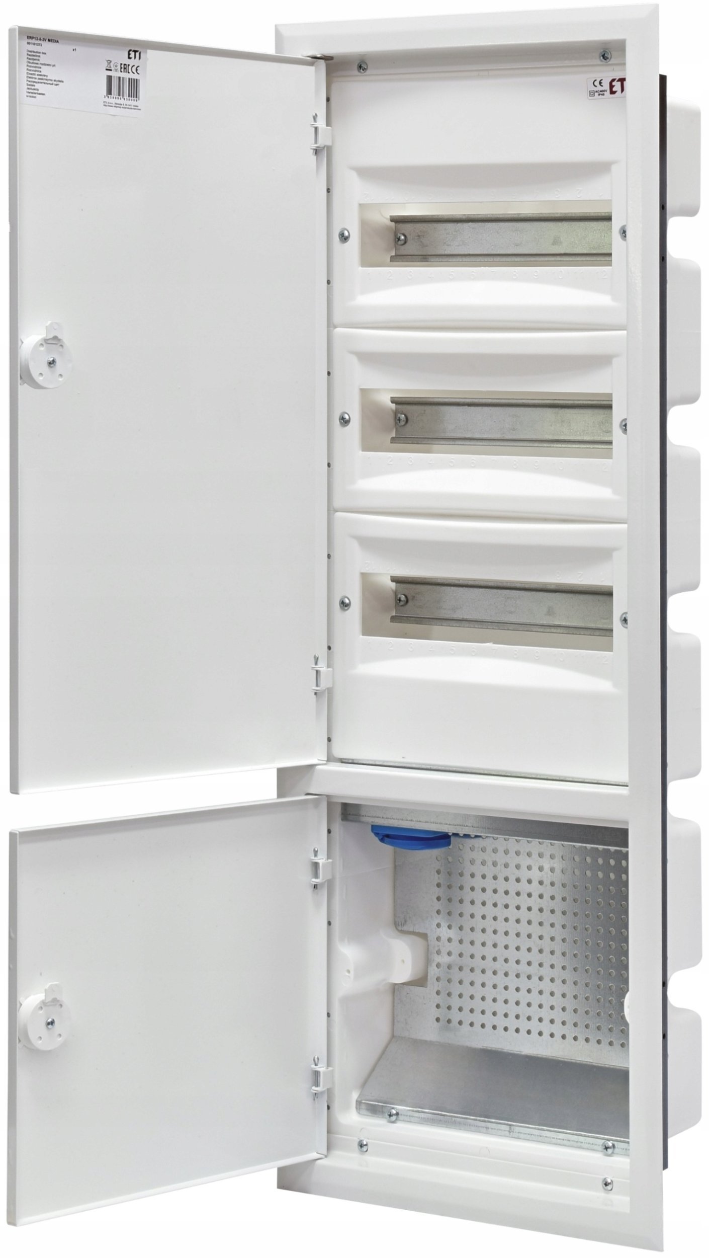 Eti-Polam Rozdzielnica hybrydowy 3x12 podtynkowy drzwi metalowy biały / IP40 400V AC / ERP12-5-3V MEDIA 001101372