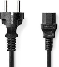 Kabel zasilający Nedis Nedis CEGL10030BK20 kabel zasilające Czarny 2 m CEE7/7 C13 panel