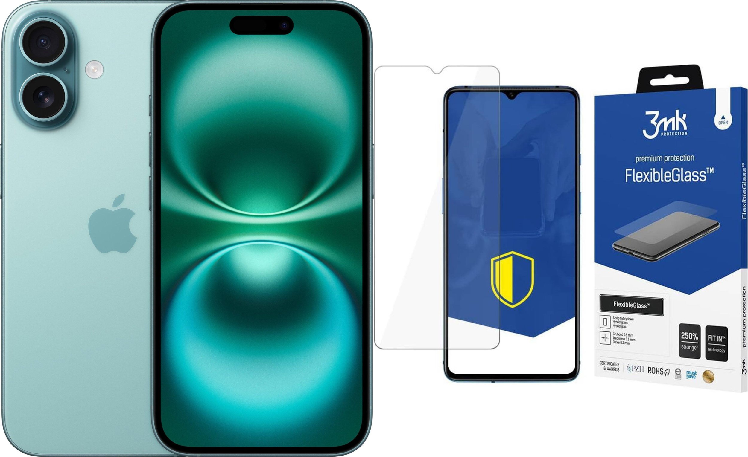 Smartfon Apple iPhone 16 128GB Teal (MYED3) + FlexibleGlass