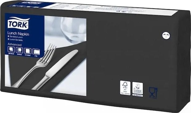 Tork Tork - Miękkie serwetki lunchowe, advanced, 2-warstwowe - Czarne