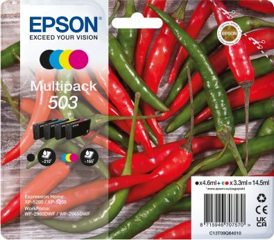Tusz Epson Epson 503 Multipack - 4er-Pack - Schwarz, Gelb, Cyan, Magenta - original - Blister mit RF- / akustischem Alarmsignal - Tintenpatrone - fur