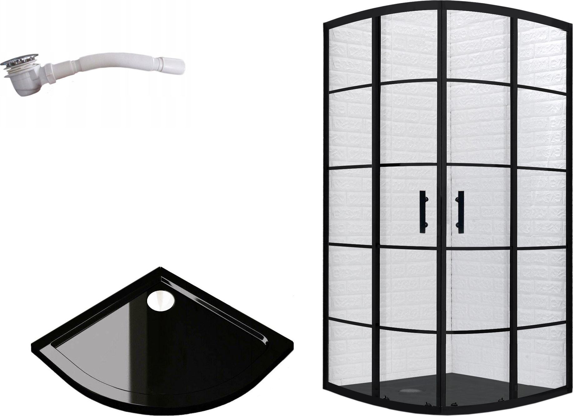 Toule Kabina prysznicowa BLACK LOFT czarna w szprosy 80