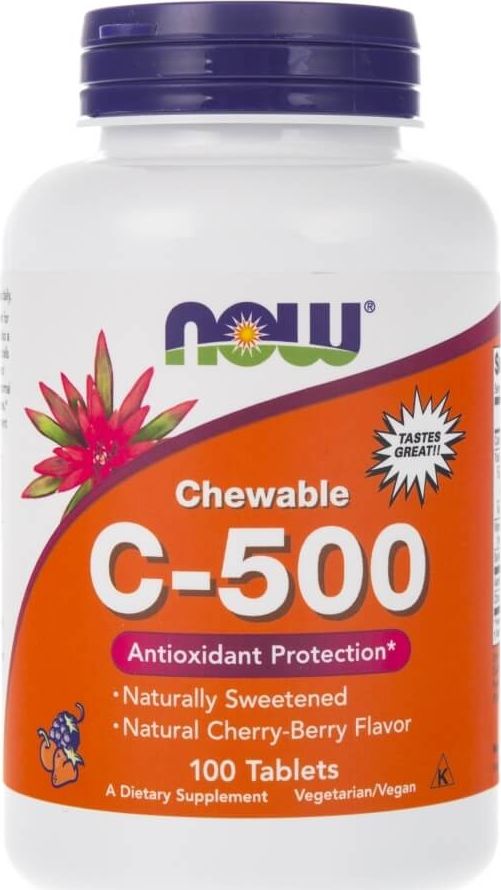 NOW Foods Now Foods Witamina C-500 (o smaku owoców leśnych) - 100 pastylek