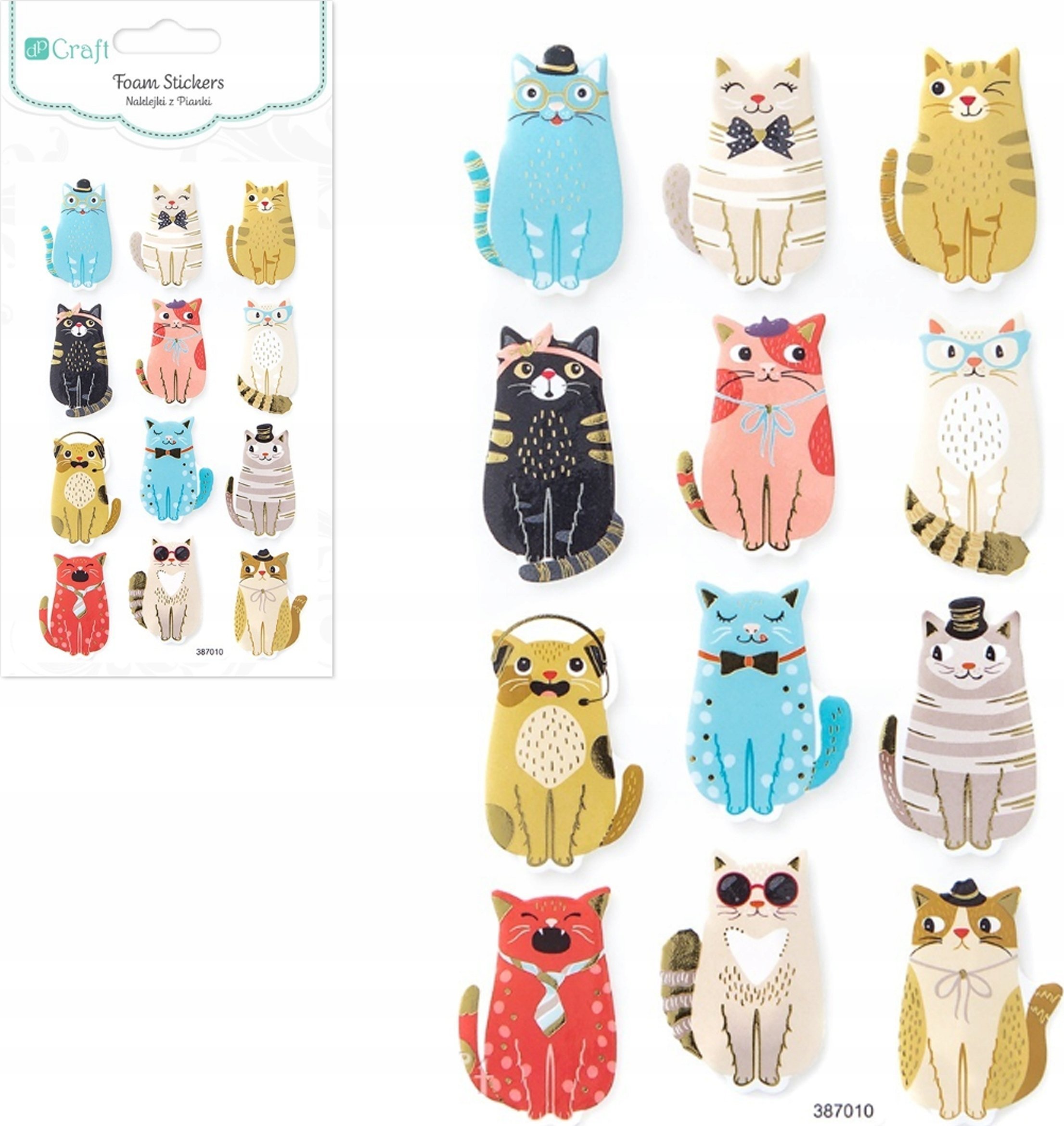 DP Craft Naklejki z pianki - koty 12szt