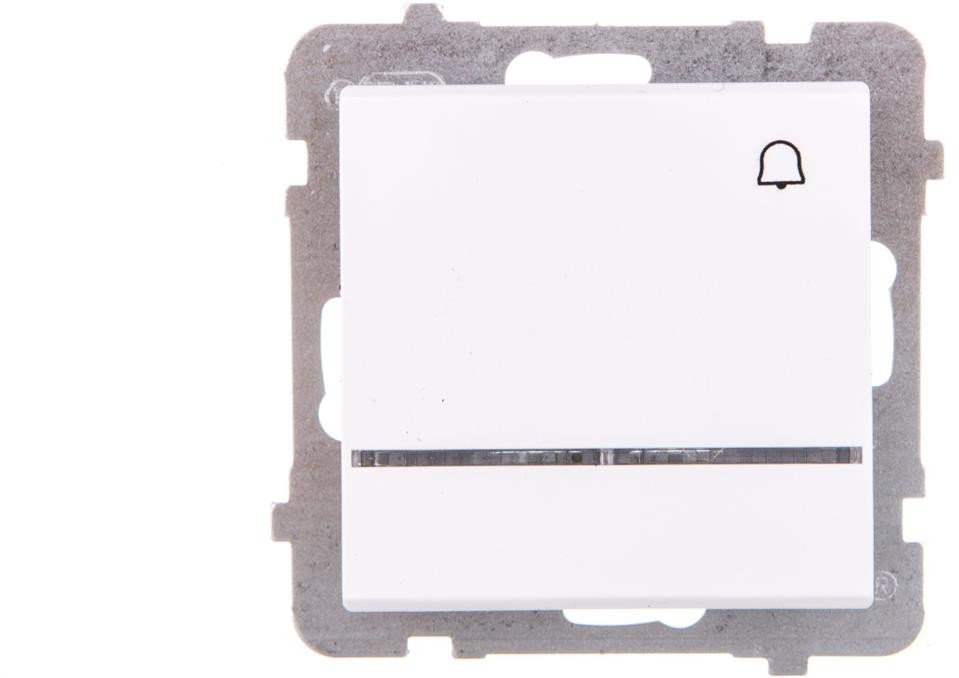 SONATA Łącznik zwierny dzwonek z podświetleniem niebieskim biały mat ŁP-6RS/m/75