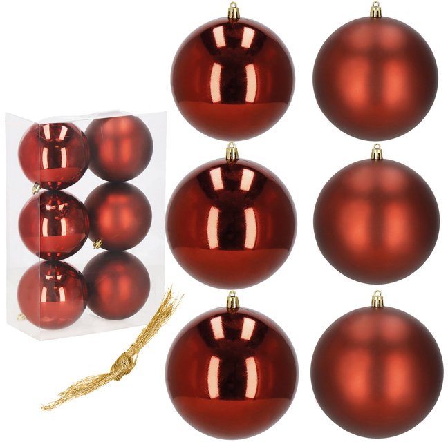 Springos Bombki choinkowe 6 szt. ozdoby na choinkę 11 cm, dekoracje bożonarodzeniowe nienaruszalne czerwone UNIWERSALNY