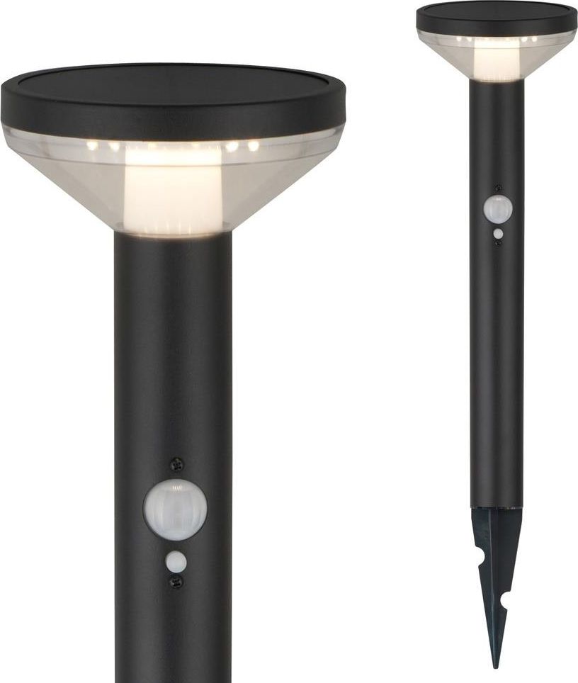 Maclean Lampa solarna LED z czujnikiem Maclean MCE465 B, czarna, IP44, 3 tryby świecenia, bateria Li-ion 18650 3,7V 1200 mAh, wbijana