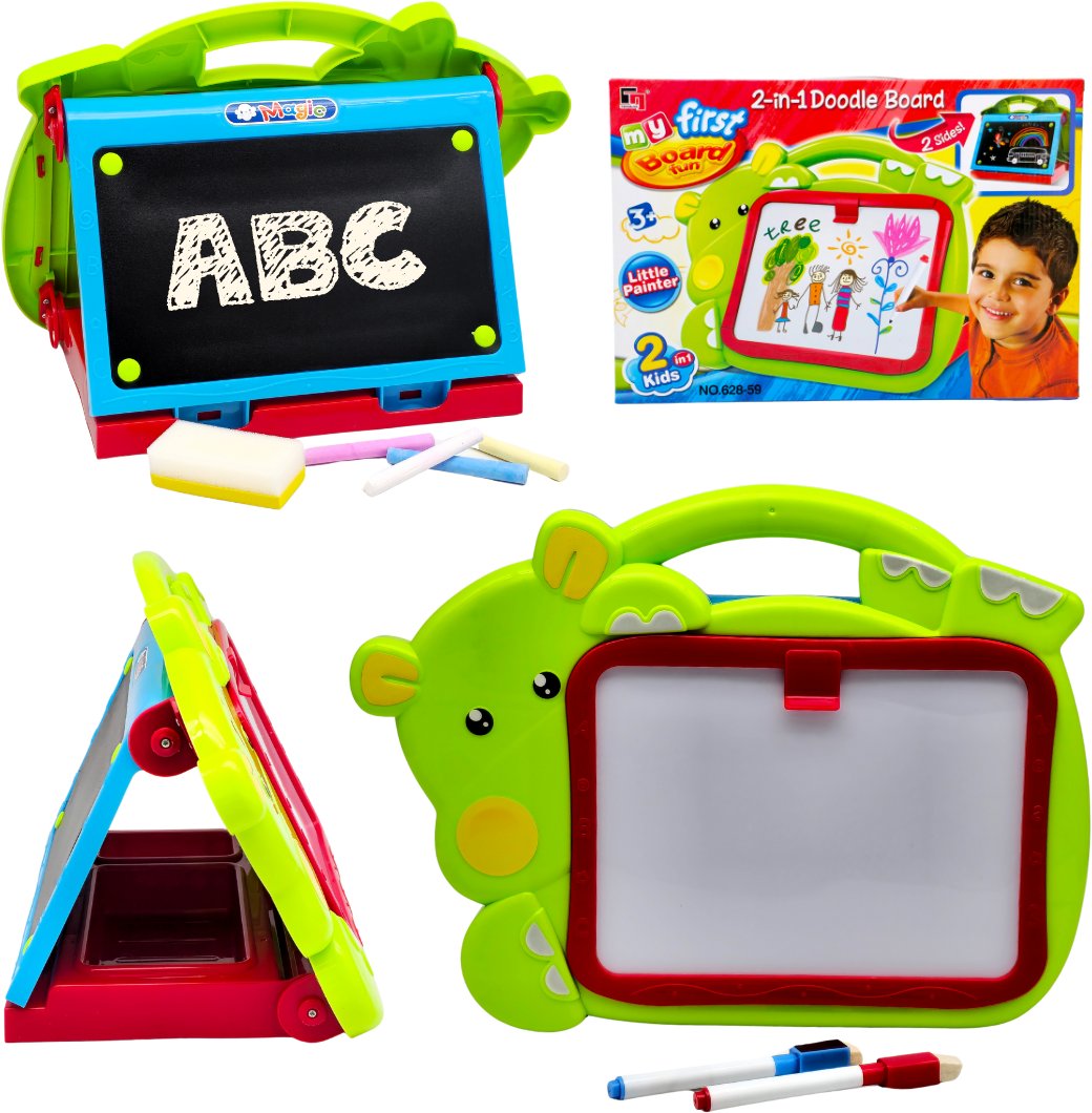 Tablica edukacyjna dwustronna do malowania kredą i pisakami 2w1 ZIELONA