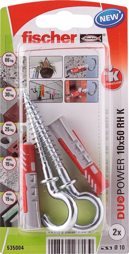 Fischer FISCHER KOŁEK DUOPOWER 10x50 Z HAKIEM OKRĄGŁYM /2szt.