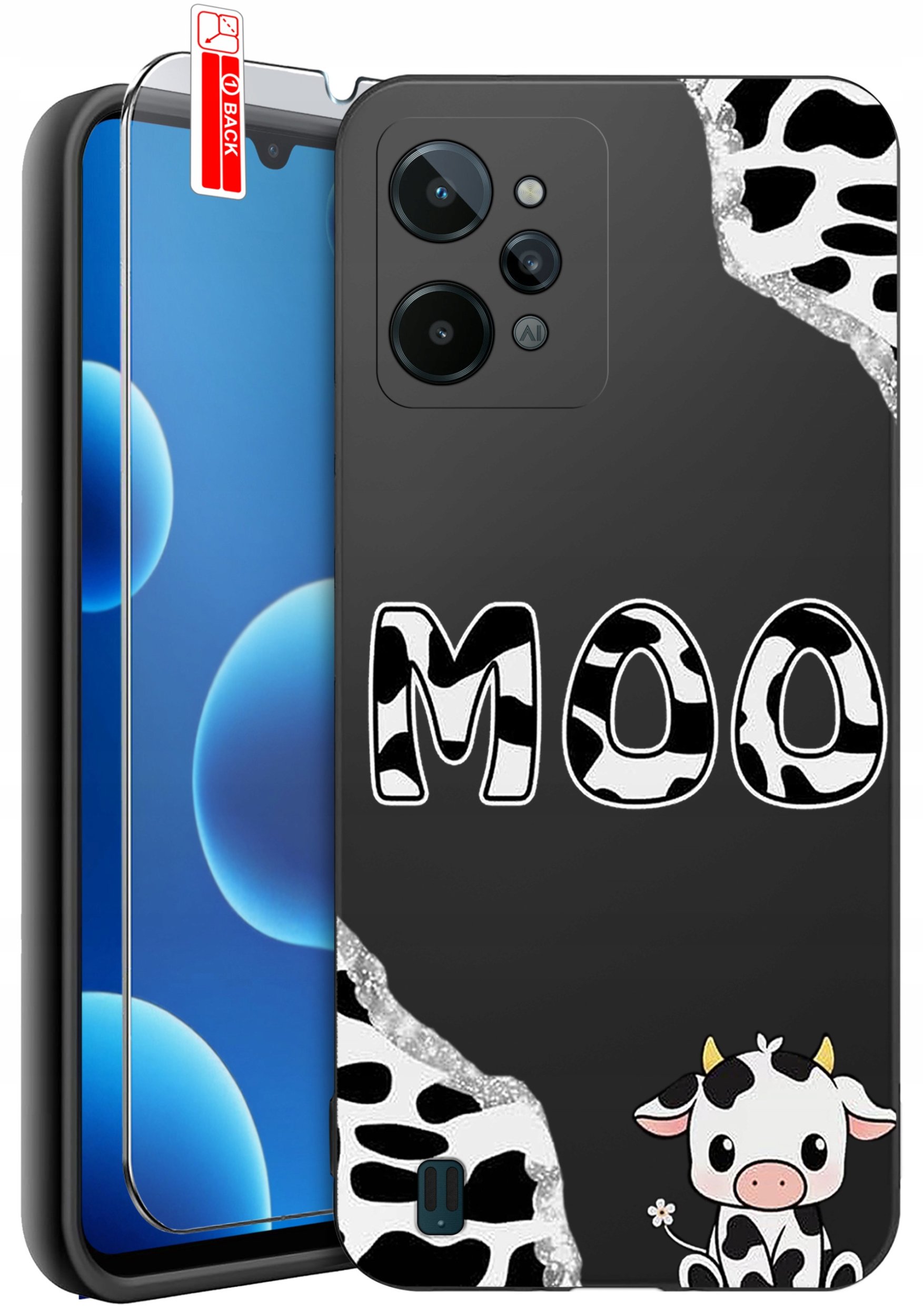 ETUI do Realme C31| WZORY | SILIKONOWE MATT CASE + SZKŁO 9H