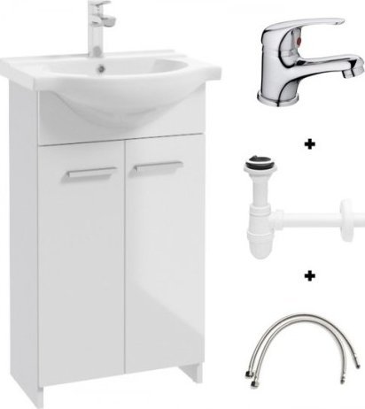 Deftrans Zestaw łazienkowy szafka z umywalką 50 biała stojąca Marlena