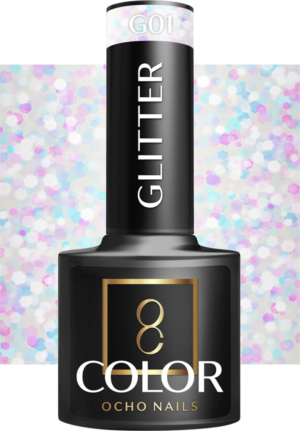 Activeshop OCHO NAILS Lakier hybrydowy glitter G01 -5 g