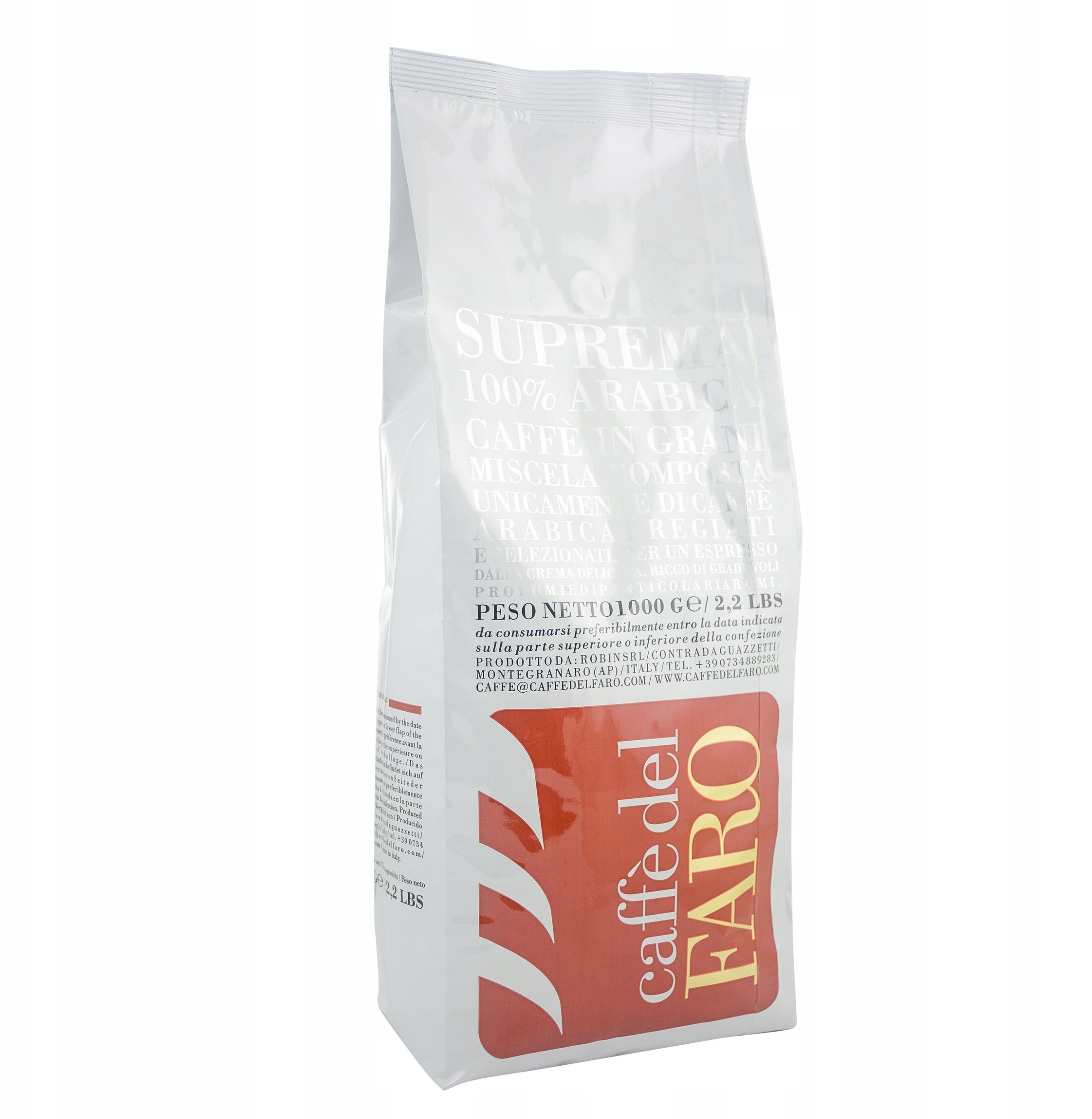 ZESTAW - Kawa ziarnista Caffe del Faro Suprema 100% Arabica 2x1kg + filiżanka do espresso