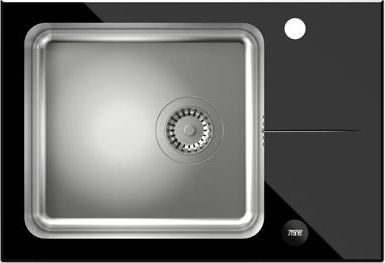 Zlewozmywak Steiner Hugh 116 komora stalowa z czarnym blatem szklanym