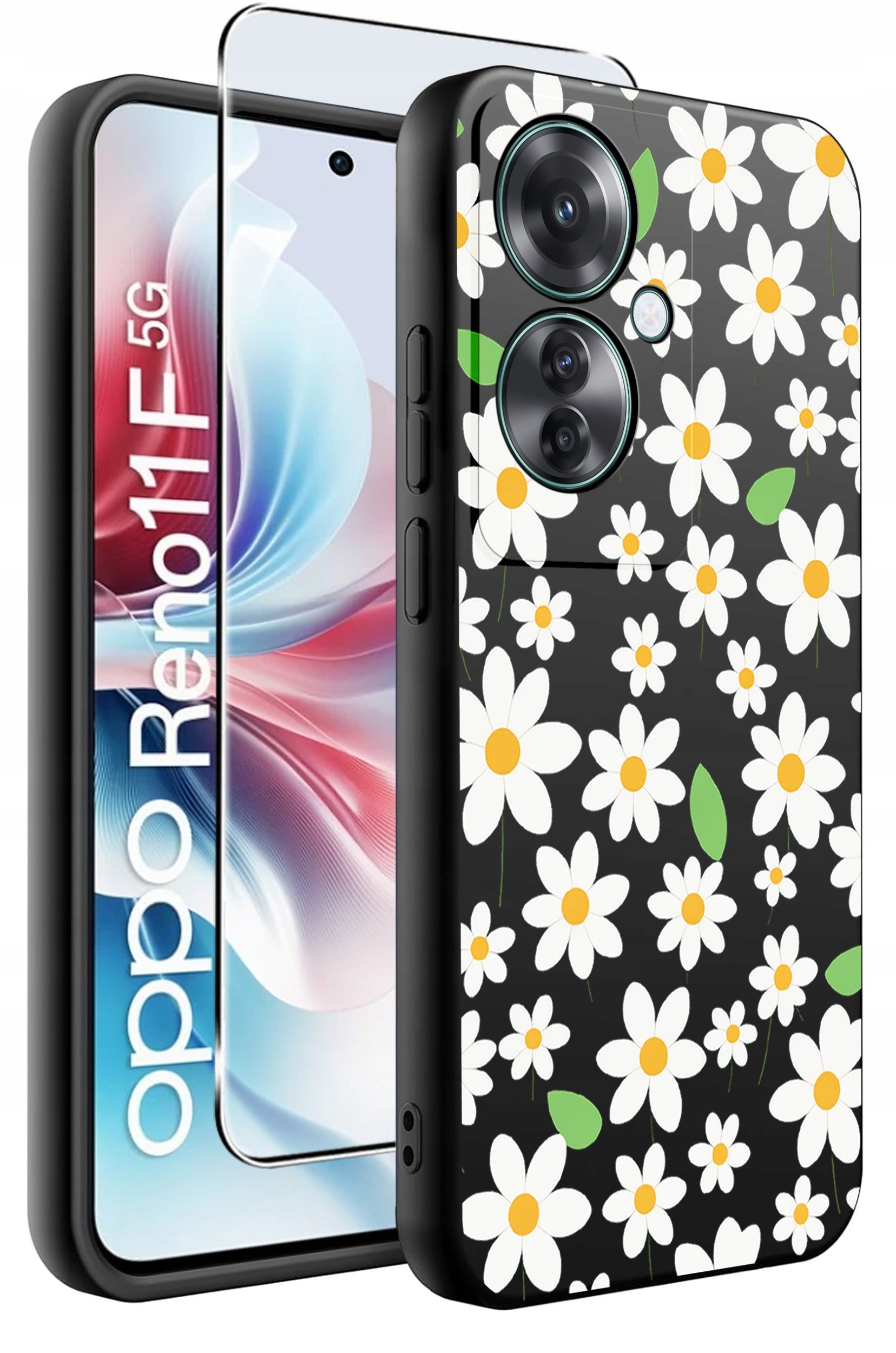 ETUI do Oppo Reno11 F 5G WZORY | SILIKONOWE MATT CASE + SZKŁO HARTOWANE 9H
