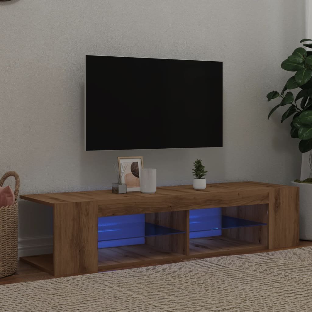 vidaXL vidaXL Szafka pod TV z oświetleniem LED, dąb artisan, 135x39x30 cm