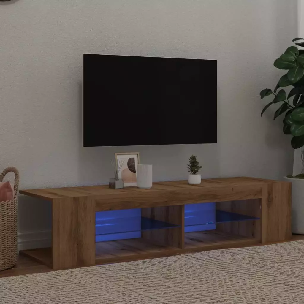 vidaXL vidaXL Szafka pod TV z oświetleniem LED, dąb artisan, 135x39x30 cm