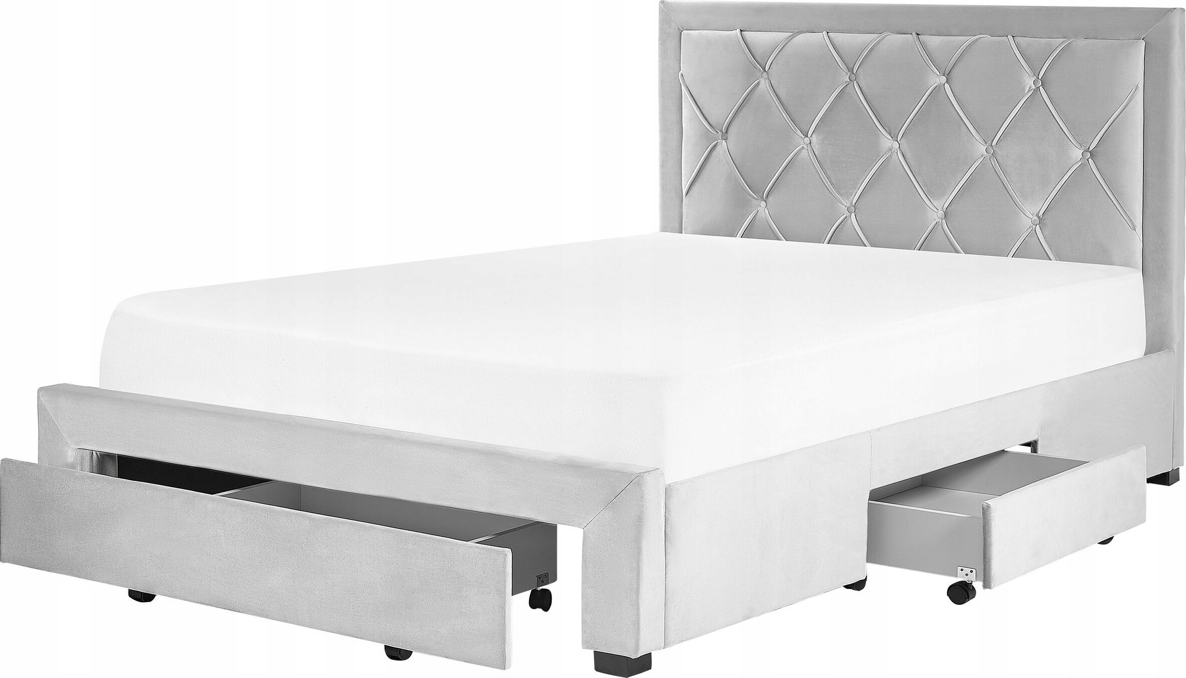 Beliani Łóżko welurowe 140 x 200 cm jasnoszare LIEVIN