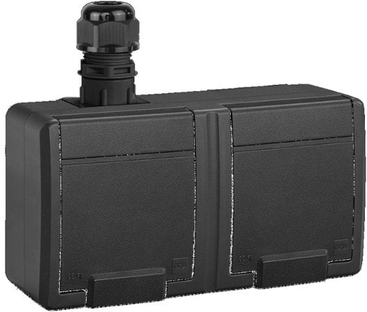 Elektro-Plast Gniazdo natynkowe podwójne z uziemieniem 2x2P+Z IP65 antracytowy 5042-67