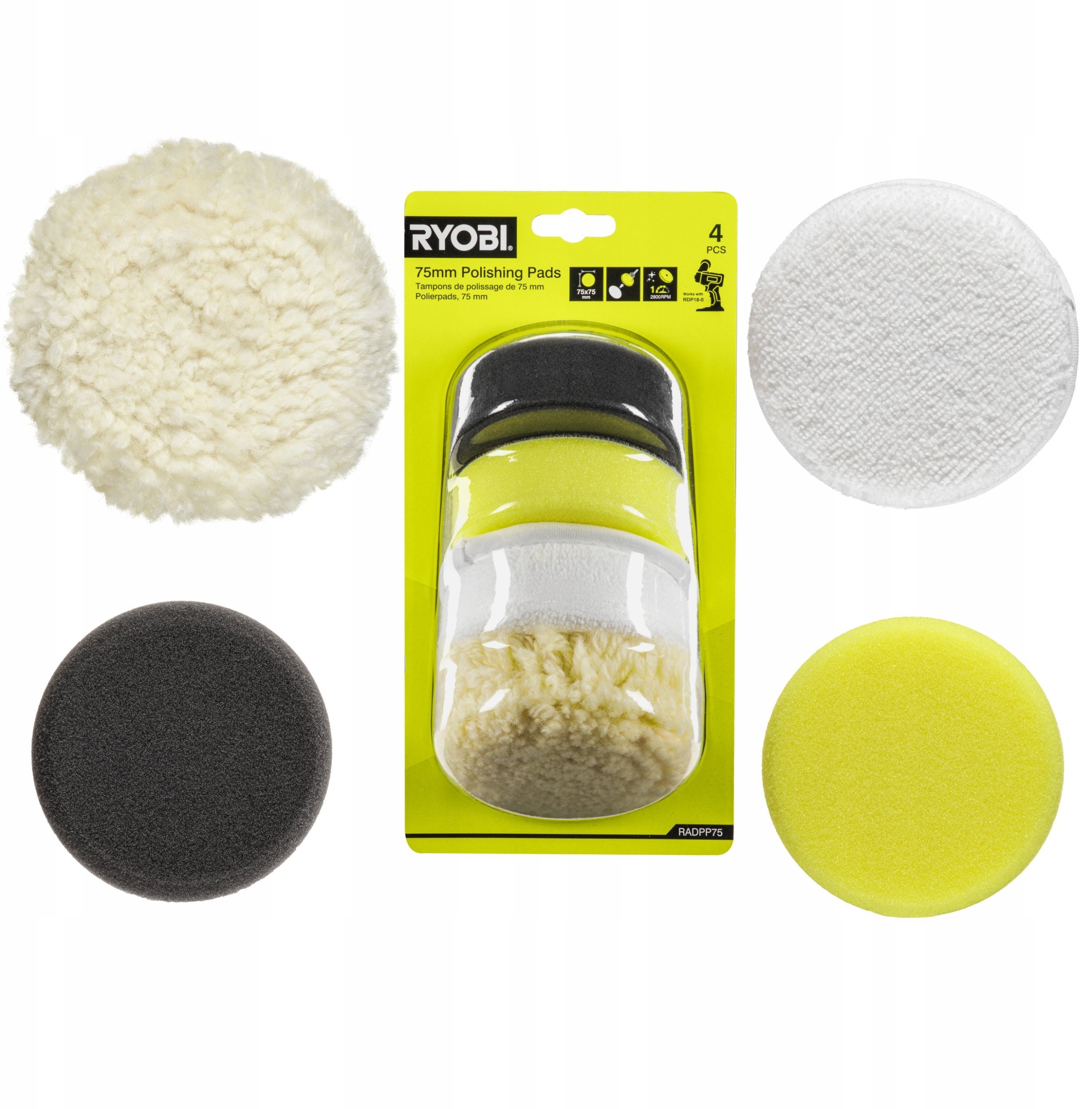 225535 RYOBI Końcówki polerskie 75 mm