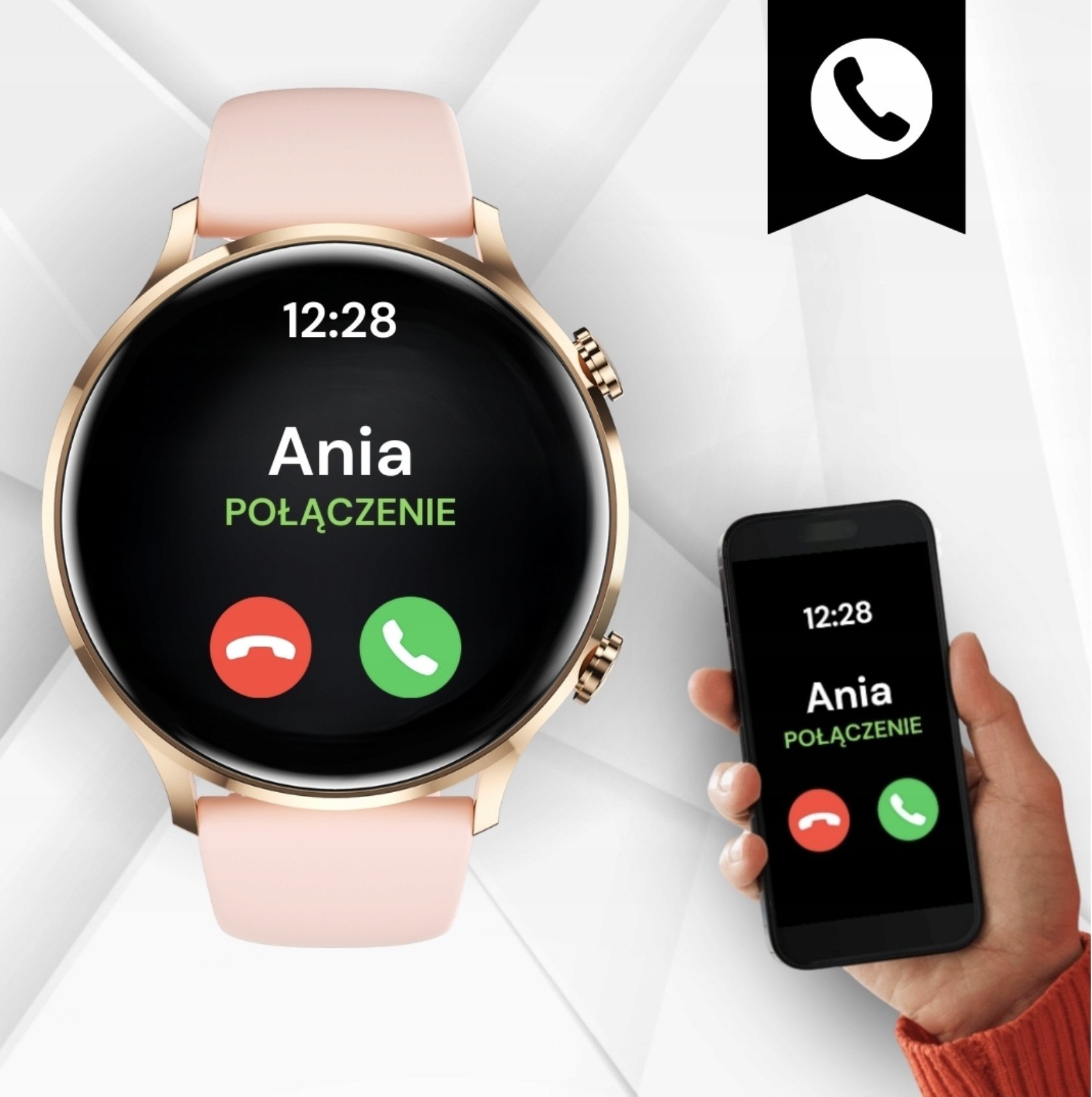 SMARTWATCH DAMSKI ZEGAREK WODOODPORNY PL MENU ROZMOWY SMART WATCH + 4 PASKI