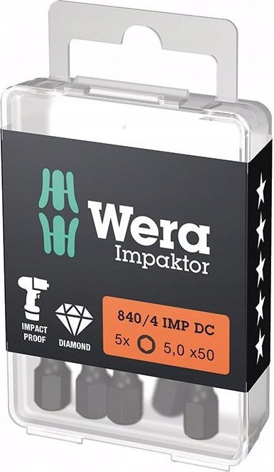 Bit Impaktor 1/4" DIN 3126 E63 6-kątny 5x50mm 5szt./opak. Wera