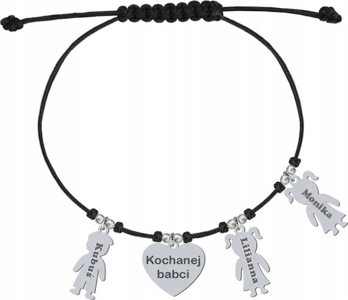 Radziszewska Jewellery Bransoletka z Imionami Dzieci Serce Srebro 925 Prezent Biżuteria GRAWER