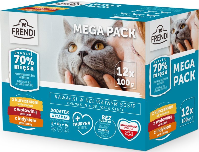 Triton Frendi saszetki dla kota (kurczak/wołowina/indyk) 12x100g