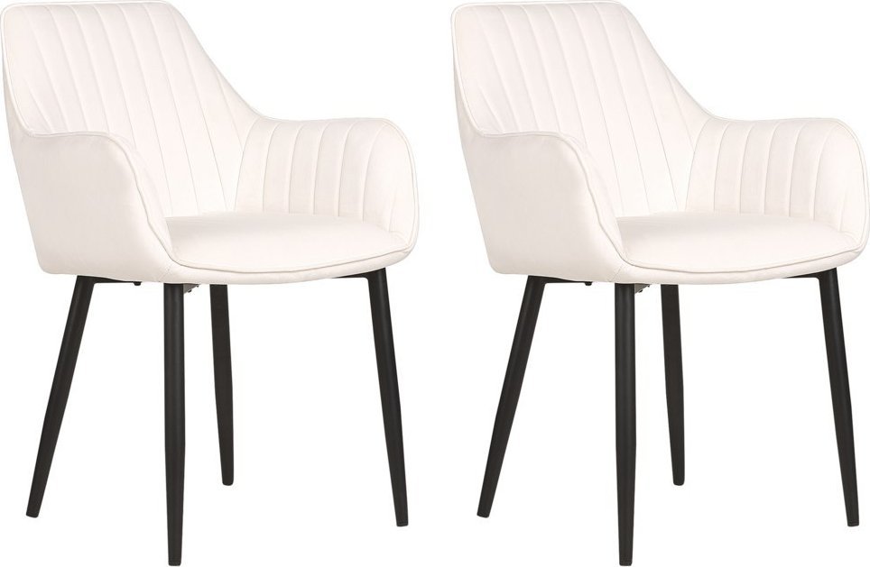 Beliani Zestaw 2 krzeseł do jadalni welurowy biały WELLSTON