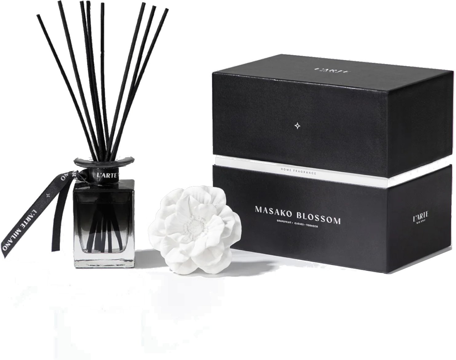 Patyczki zapachowe L'ARTE MILANO Masako Blossom z kwiatem porcelany dyfuzor 120ml