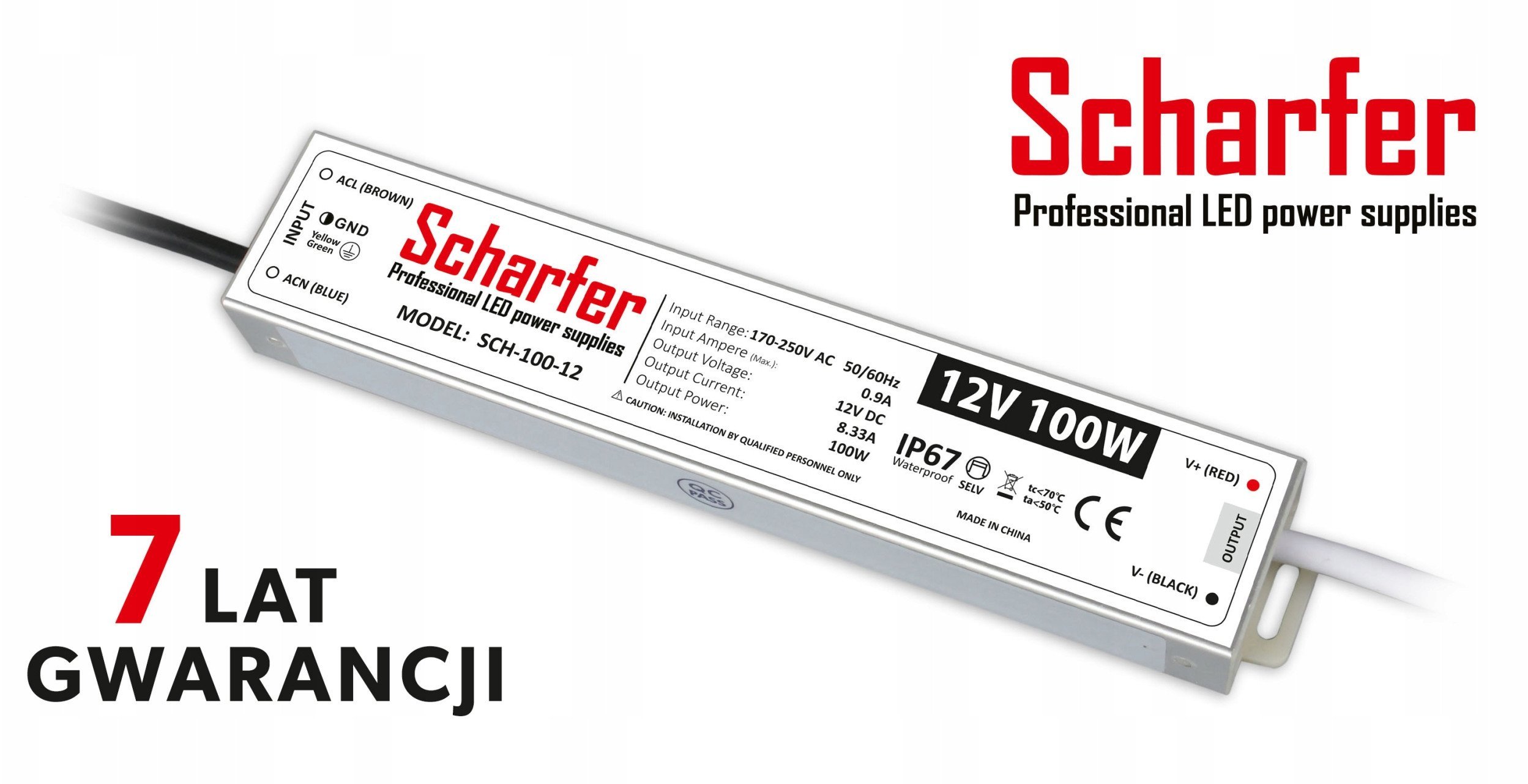 Prescot Scharfer SCH-100-12 zasilacz LED hermetyczny 12V 100W biały