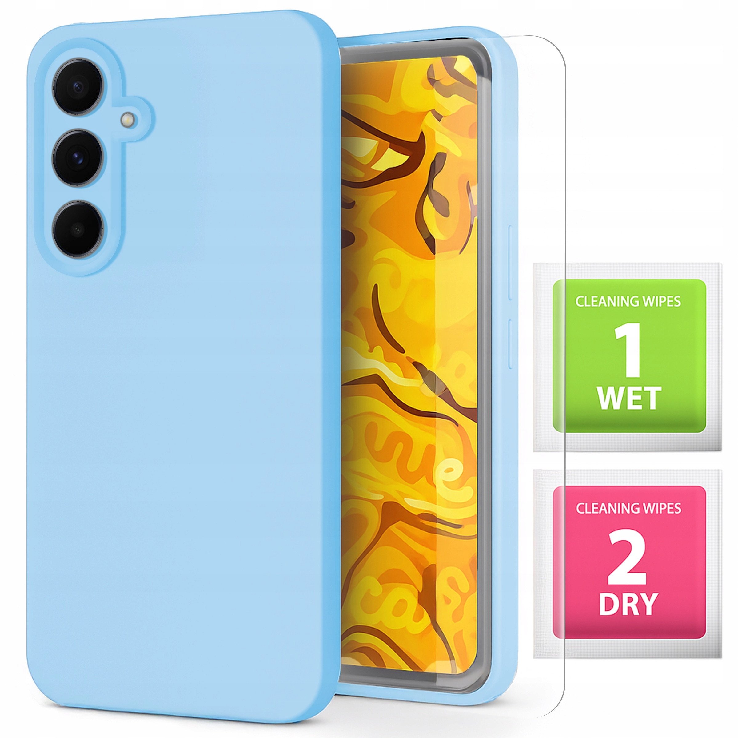 Etui Do Samsung Galaxy A55 5G (Jasnoniebieskie, Matowe, Silikonowe) Szkło