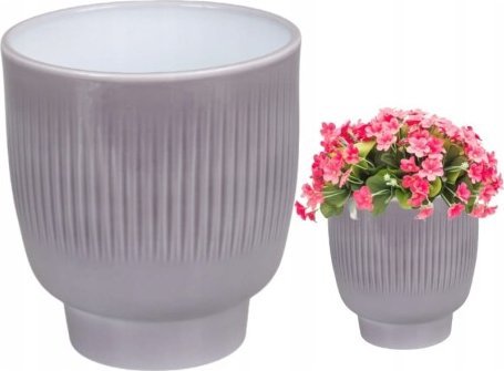 Cermax Osłonka ceramiczna na nóżce szara ozdobna 14,7 x 13,5 cm Lazur