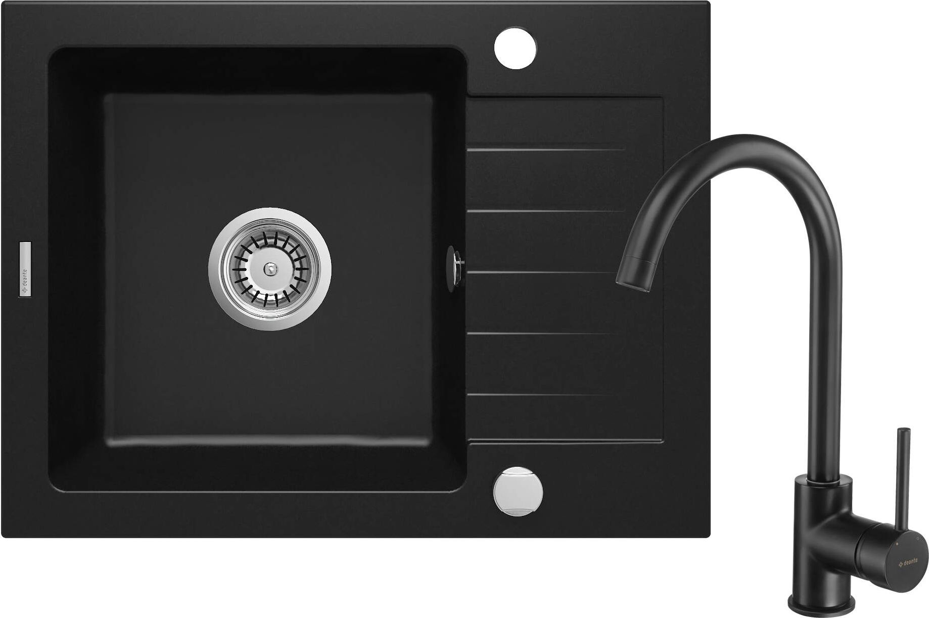 Zlewozmywak Deante Deante Zorba Komplet granitowy 1-komorowy z ociekaczem + bateria owa stojąca
