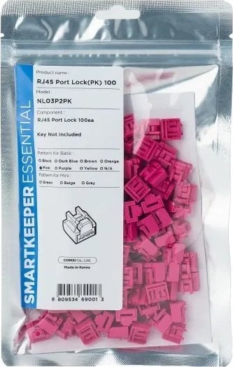 Smartkeeper Basic RJ45 Port Lock 100 - 100x záslepka, růžová