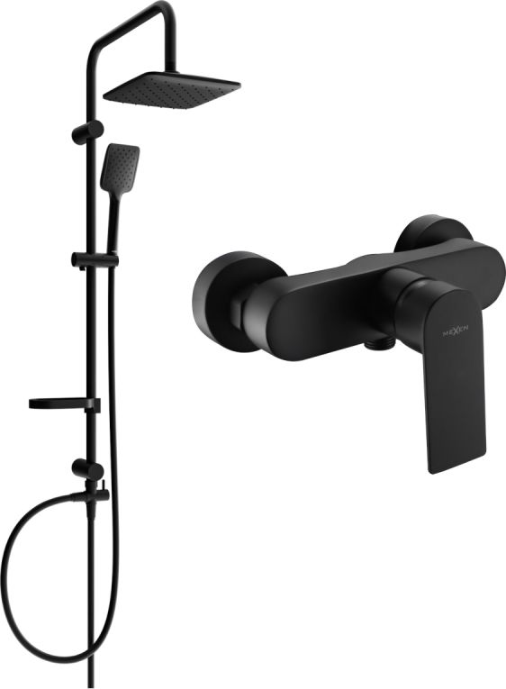 Zestaw prysznicowy Mexen Mexen Sven zestaw prysznicowy natynkowy z deszczownicą i baterią prysznicową Royo, czarny - 72240262-70