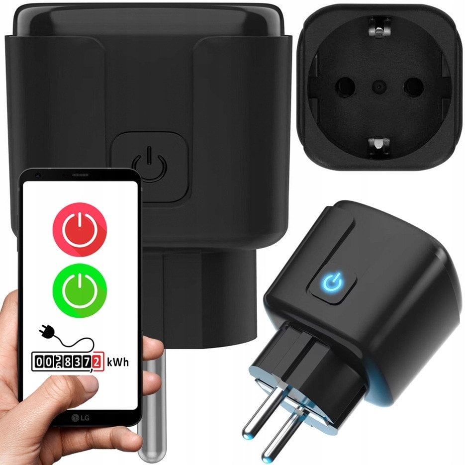 Inteligentne gniazdko WiFi Tuya LTC CZARNE