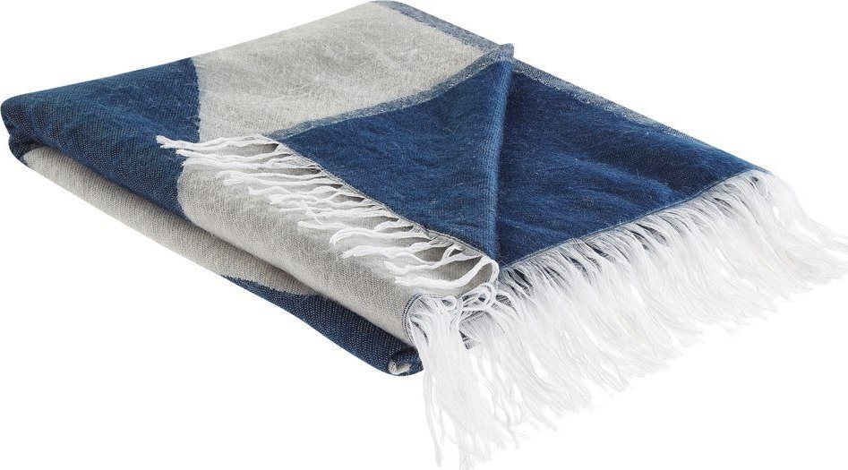 Beliani Koc 130 x 170 cm beżowo-niebieski HALEDE