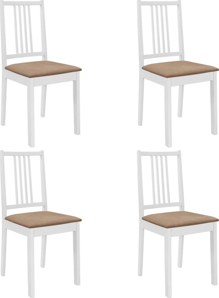 vidaXL Krzesła z poduszkami, 4 szt., białe, lite drewno