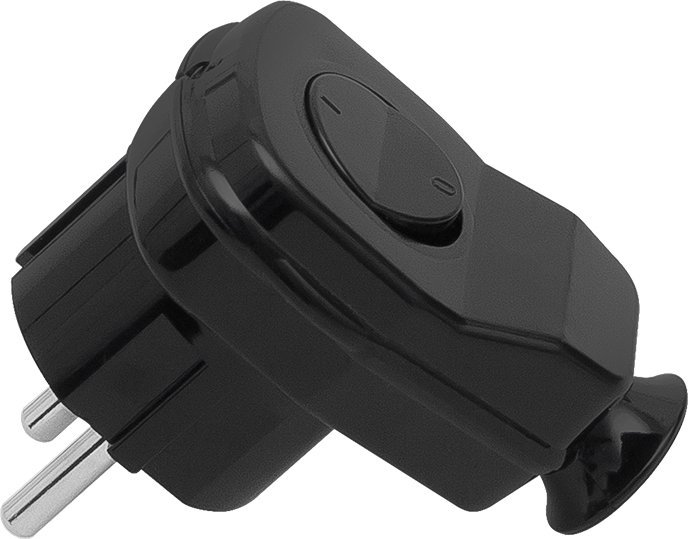 Blow 2594# Wtyczka wt-16u/łk kątowa czarna z przełącznikiem