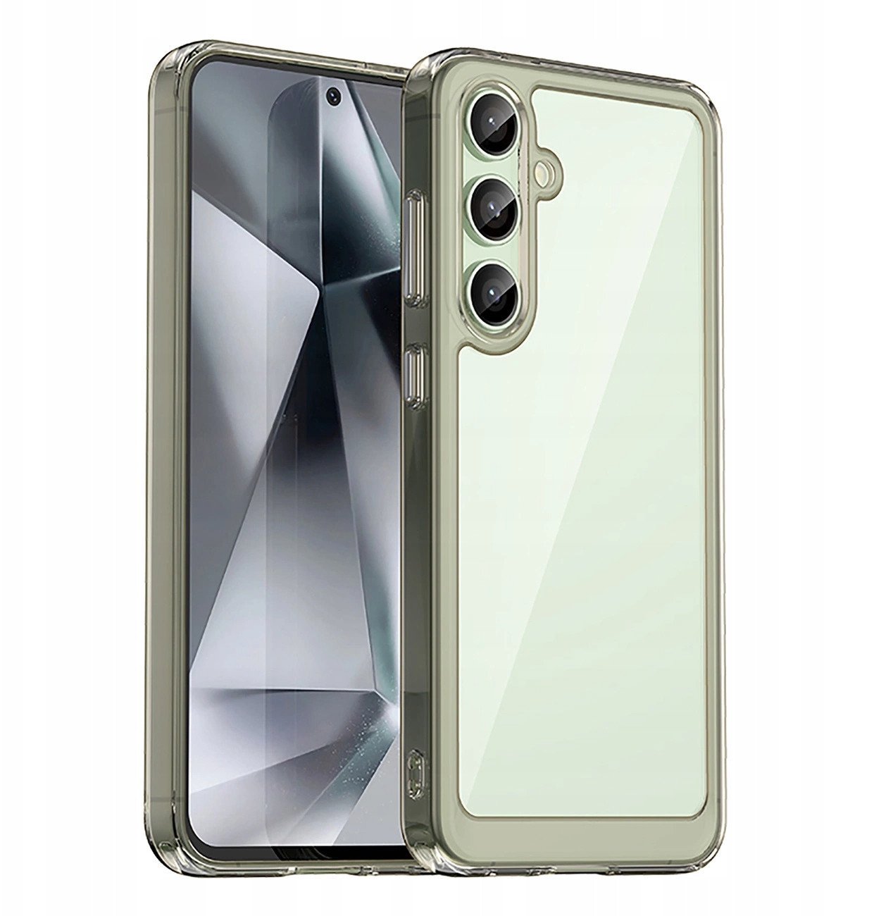 Etui silikonowe Outer Space Case z żelową ramką do Samsung Galaxy S24 FE - przezroczysto-czarne