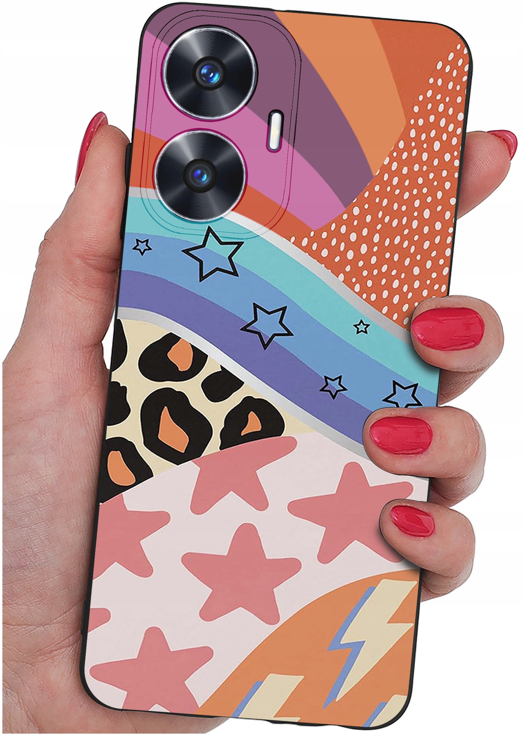 ETUI do Realme C55 WZORY |SILIKONOWE MATT CASE + SZKŁO 9H