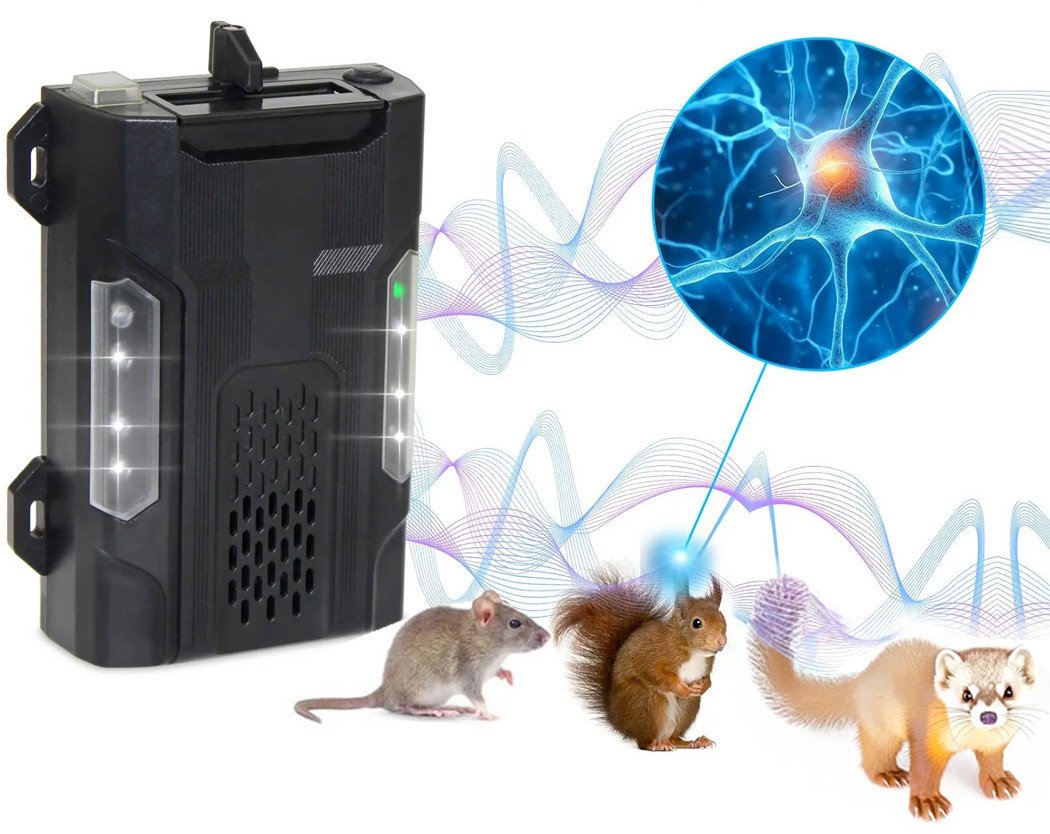 Odstraszacz kun myszy gryzoni do auta 12V ultradźwięki LED wibracje