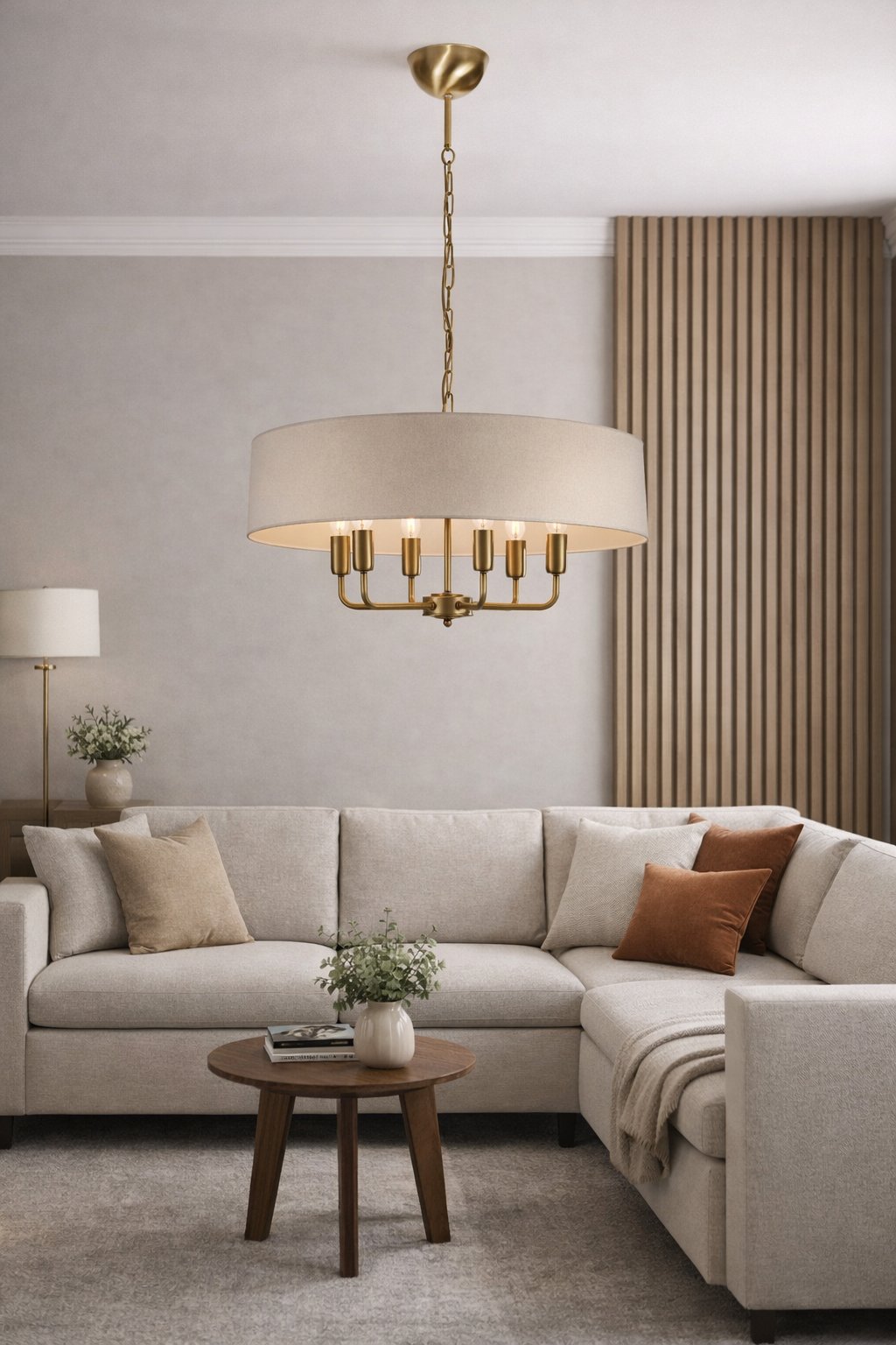 Lampa wisząca GLAMORO z mosiądzu z abażurem