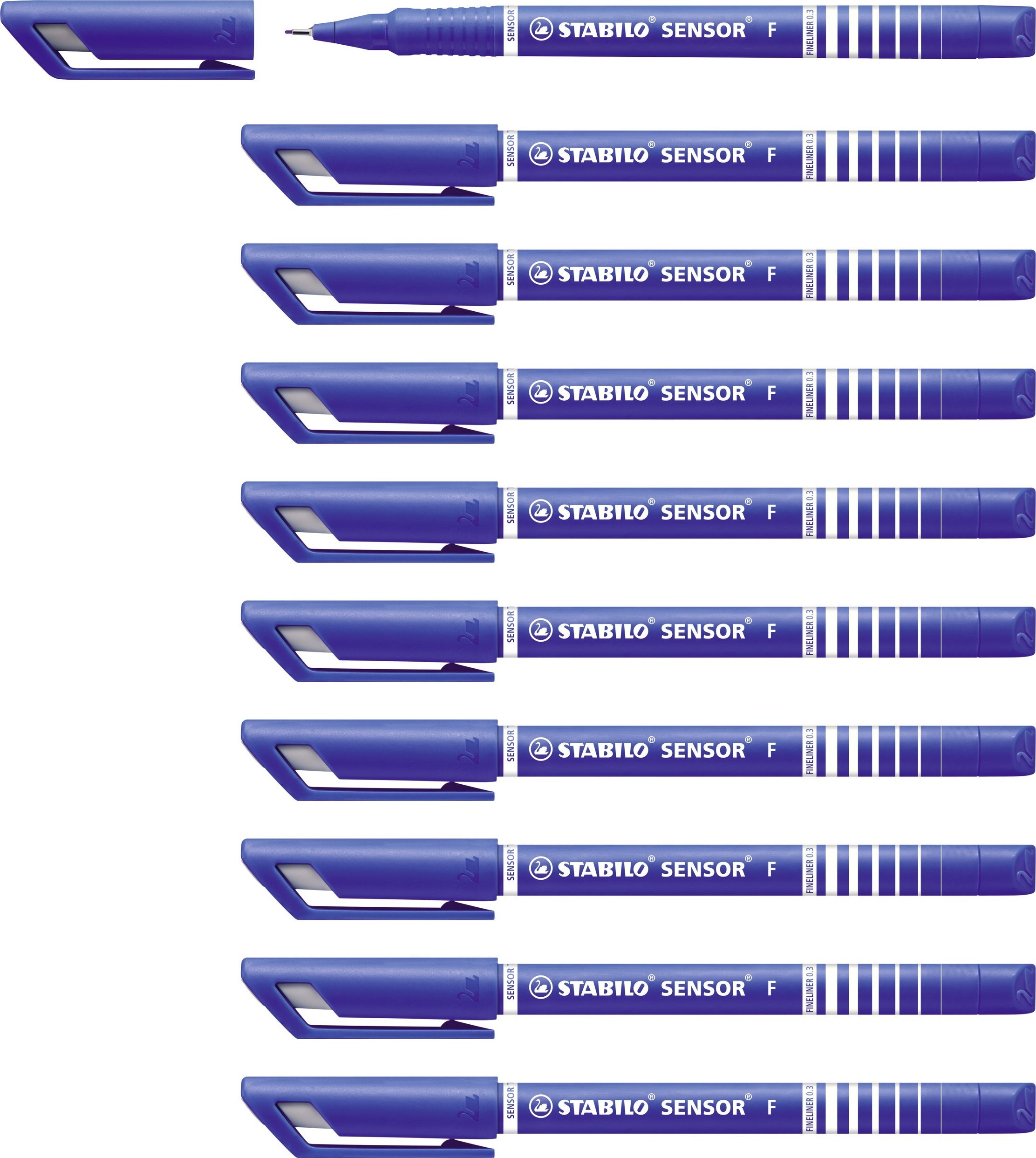 Stabilo Fineliner Stabilo Sensor 189, 0,3 mm, blå, æske a 10 stk.