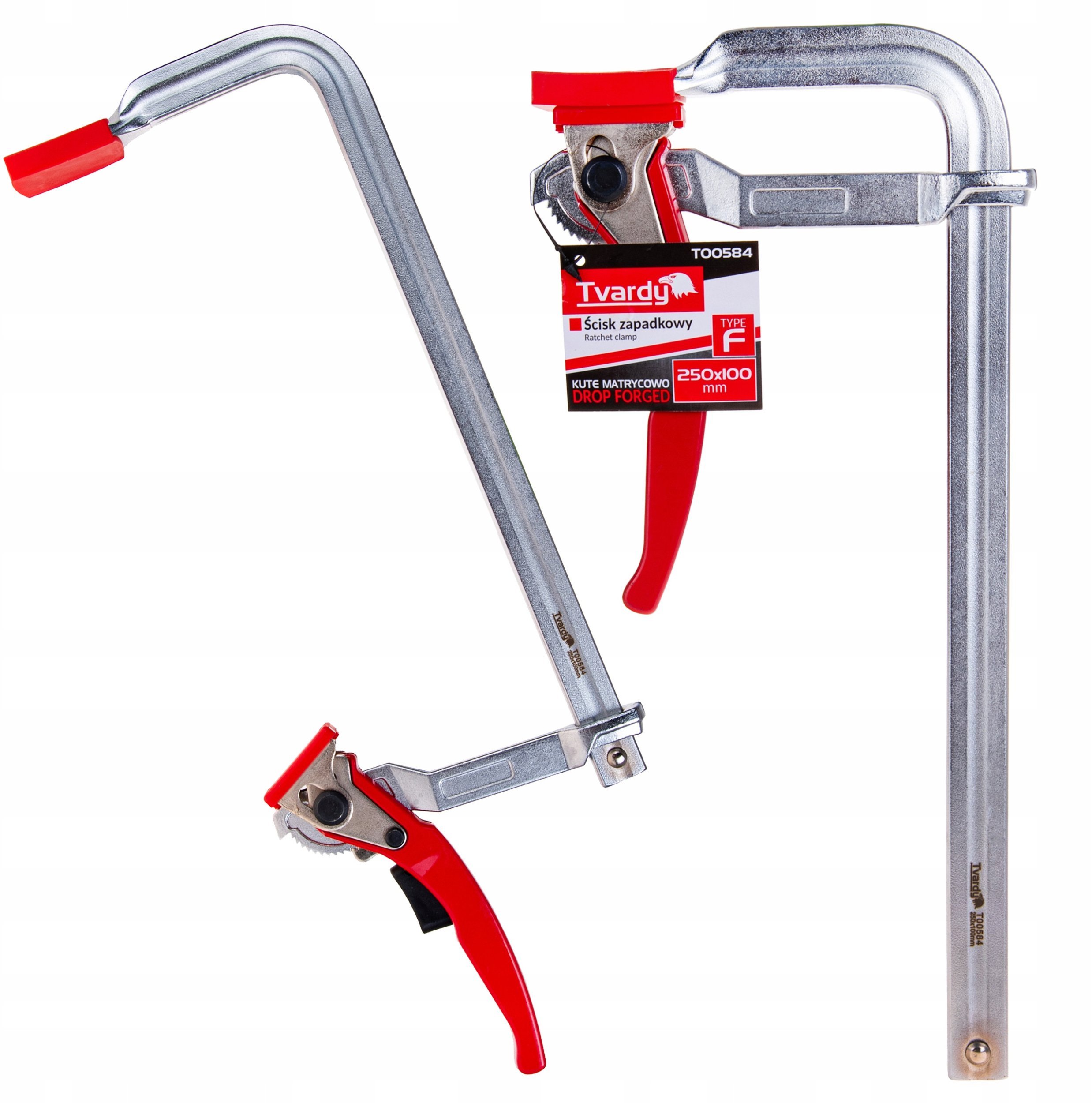 Ścisk zapadkowy kuty typu F 250x100mm (20)