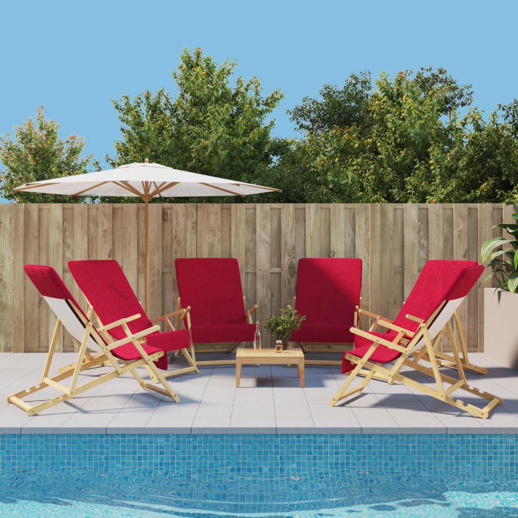 vidaXL Ręczniki plażowe, 6 szt., bordowe, 60x135 cm, tkanina, 400 g/m